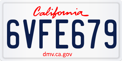 CA license plate 6VFE679