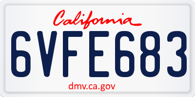 CA license plate 6VFE683