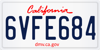 CA license plate 6VFE684