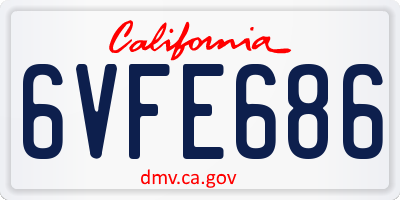 CA license plate 6VFE686