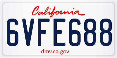 CA license plate 6VFE688