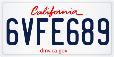 CA license plate 6VFE689
