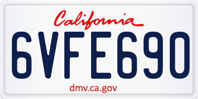CA license plate 6VFE690