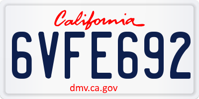 CA license plate 6VFE692