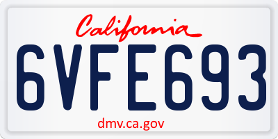 CA license plate 6VFE693