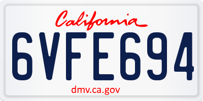 CA license plate 6VFE694