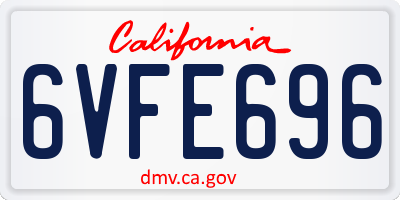 CA license plate 6VFE696