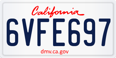 CA license plate 6VFE697