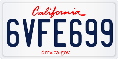 CA license plate 6VFE699