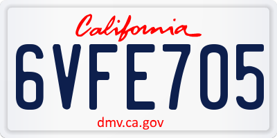 CA license plate 6VFE705