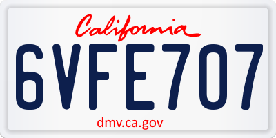 CA license plate 6VFE707