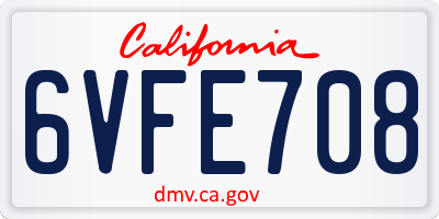 CA license plate 6VFE708