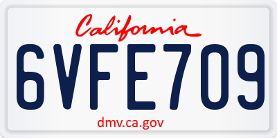 CA license plate 6VFE709