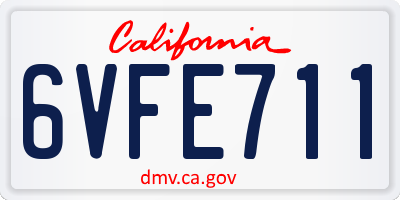 CA license plate 6VFE711