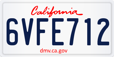 CA license plate 6VFE712