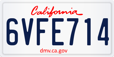 CA license plate 6VFE714