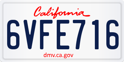 CA license plate 6VFE716