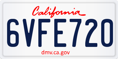 CA license plate 6VFE720
