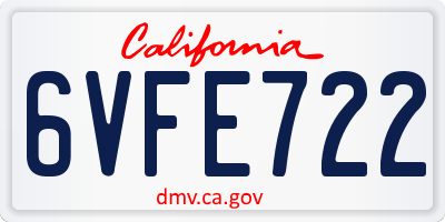 CA license plate 6VFE722