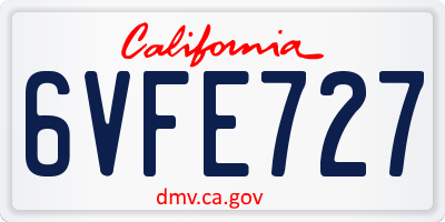 CA license plate 6VFE727