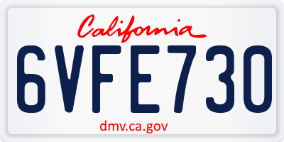 CA license plate 6VFE730