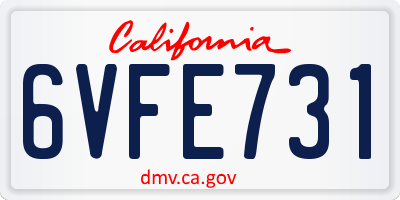 CA license plate 6VFE731