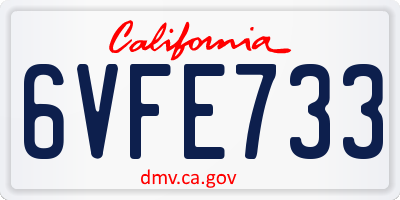CA license plate 6VFE733