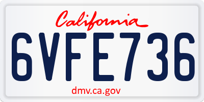 CA license plate 6VFE736