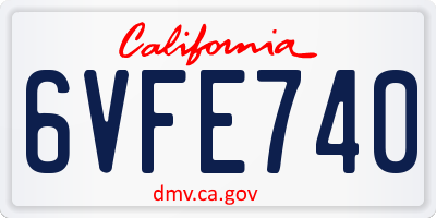 CA license plate 6VFE740