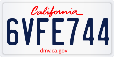 CA license plate 6VFE744