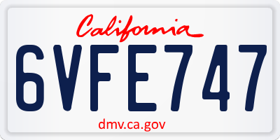 CA license plate 6VFE747