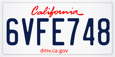 CA license plate 6VFE748