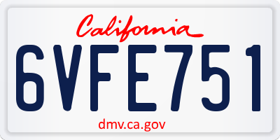 CA license plate 6VFE751