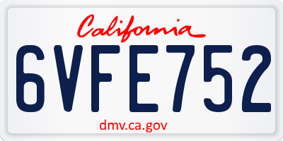 CA license plate 6VFE752