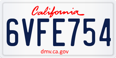 CA license plate 6VFE754