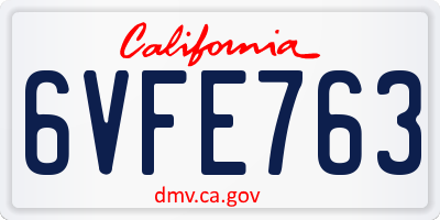 CA license plate 6VFE763