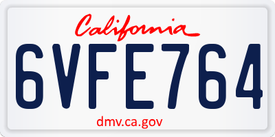 CA license plate 6VFE764