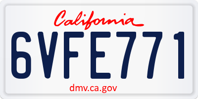 CA license plate 6VFE771