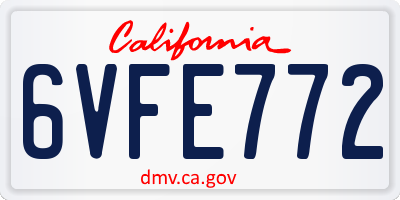 CA license plate 6VFE772