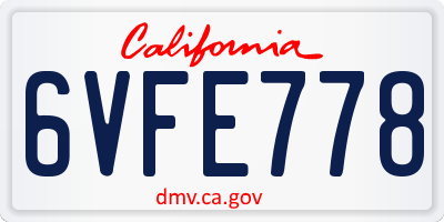 CA license plate 6VFE778