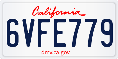 CA license plate 6VFE779