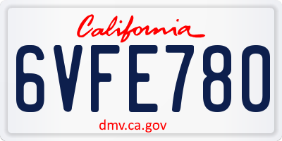 CA license plate 6VFE780
