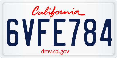 CA license plate 6VFE784
