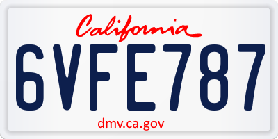 CA license plate 6VFE787