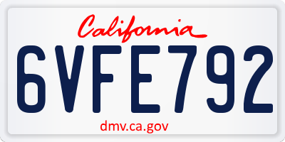 CA license plate 6VFE792