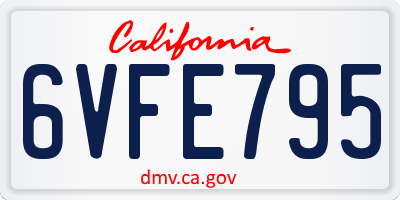 CA license plate 6VFE795