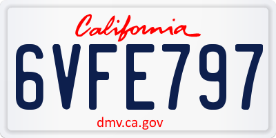 CA license plate 6VFE797