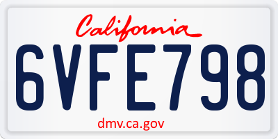 CA license plate 6VFE798
