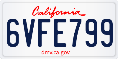 CA license plate 6VFE799