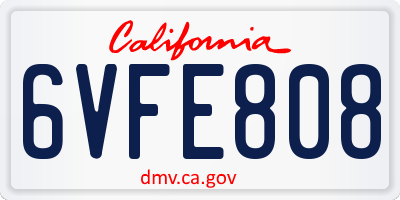 CA license plate 6VFE808